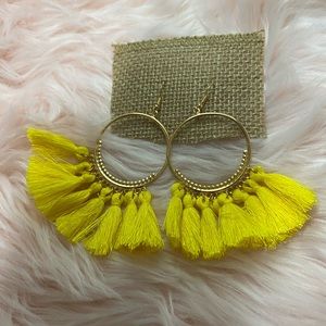 Cute yellow tasseled earrings